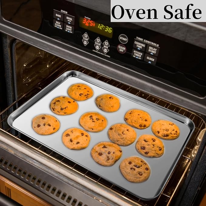 Baking Sheet Set of 3, Stainless Steel Baking Pans, 12/16/17.5 Inch | Heavy-Duty Cookie Sheets Cooking Trays for Oven, 3 Different Sizes