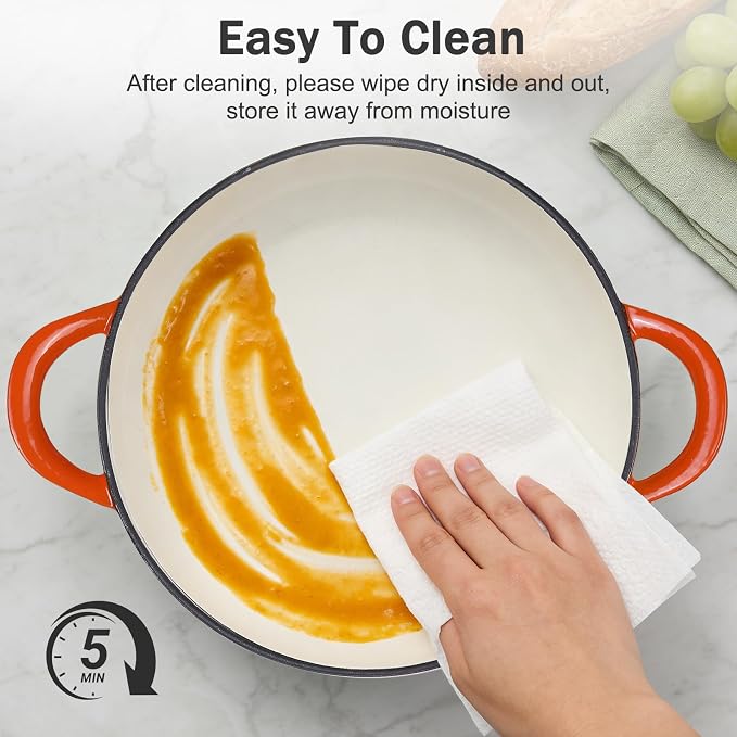 6 QT Enameled Cast Iron Round Bread Oven, Sourdough Dutch Oven | Bread Oven for Homemade Sourdough Bread Baking, Bread Pot with Dome Lid, Gifts for Sourdough Bakers, 500°F Oven Safe, Orange