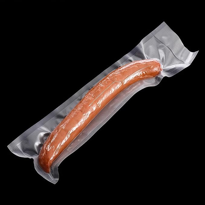FERENLI 100 Pieces 3.9x7.9 inch (Usable Size 3.5x7.3 inch) Vacuum Sealer Bags for Food Storage Open Top Clear Plastic Flat Pouches Bulk Food Packaging Bags with Tear Notch