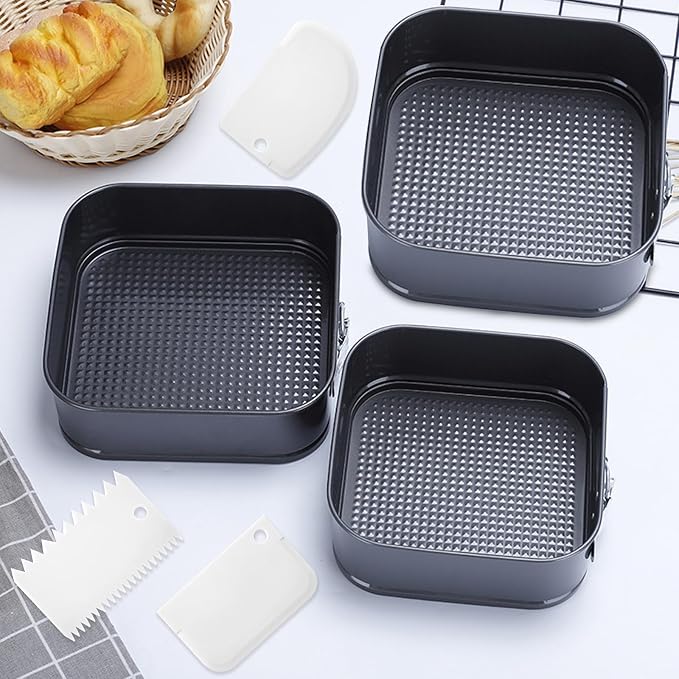 Rectangle Springform Pan Set with Removable Bottom Nonstick Cheesecake | Stainless Steel Bakeware DIY Baking Square Mold Funny Cake Tins for Cheesecakes, Brthdays, Weddings, and Valentine's Day