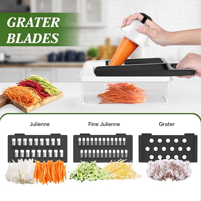 HomeHacks Veggie Chopper Vegetable Cutter, 15 in 1 Kitchen Gadget, White | Dicer, Slicer, Cutter, Slap Chop, Cheese Grater & Egg Separator - Multi-Functional Salad Fruit Onion Chopper with Container