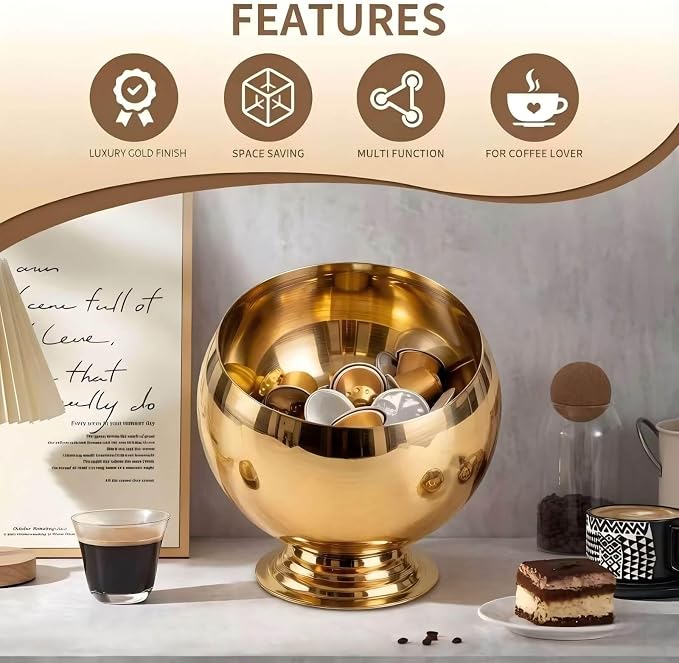 Coffee Pod Holder, Gold | Coffee Pod Storage, K Cup Holder, Espresso Pod Holder, Coffee Pod Organizer