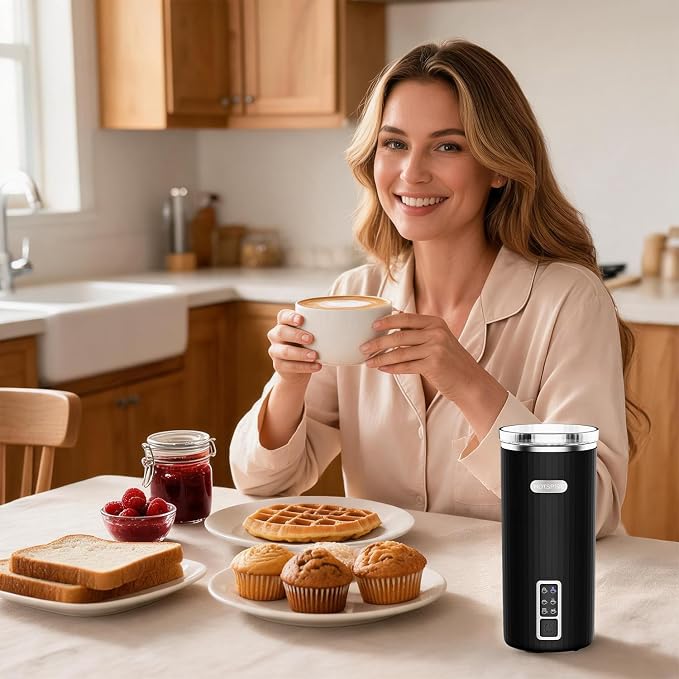 HOTSPIRE Milk Frother and Steamer, 6-in-1 Electric Milk Frother, Automatic Hot & Cold Foam Maker, Stainless Steel Nonstick Interior, 8.5oz, for Latte, Cappuccino