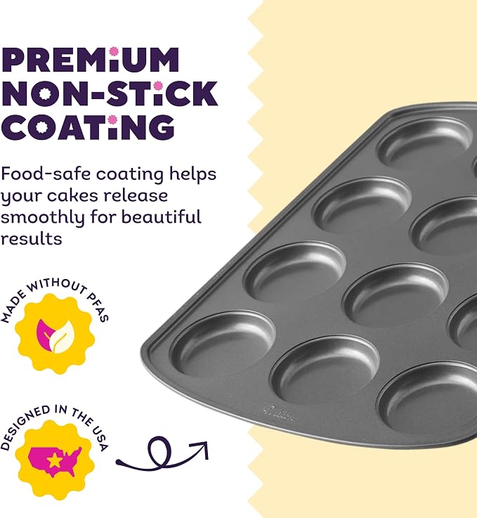 Wilton Gold Non-Stick Muffin Top Pan, Stainless Steel, 11 x 16 in. | Non-Stick Steel with Scratch-Resistant Coating, Resists Warping, Extended Handles, Dishwasher Safe, Perfect for Muffin Tops