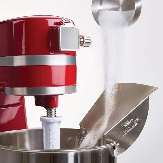 New Metro Design PC-10 Pouring Chute Compatible with KitchenAid Stand Mixer with Stainless Steel Bowl, Silver