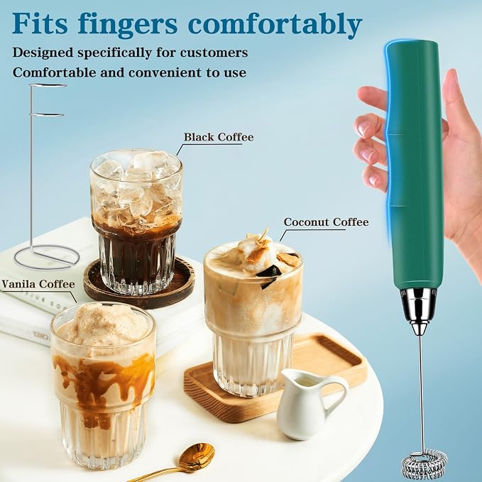 Milk Frother Wand Rechargeable Handheld Whisk Coffee 3 Speed Adjustable | Electric Whisk Drink Mixer with Stainless 3 Whisks Hand Frother , Foam Maker for Latte Cappuccino Matcha Egg Silver