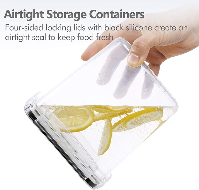 Airtight Food Storage Containers with Lids, 8 PCS | BPA-Free Kitchen Organizers with Lids, For Flour, Sugar & Cereal, Plastic Dry Food Canisters, Pantry Storage
