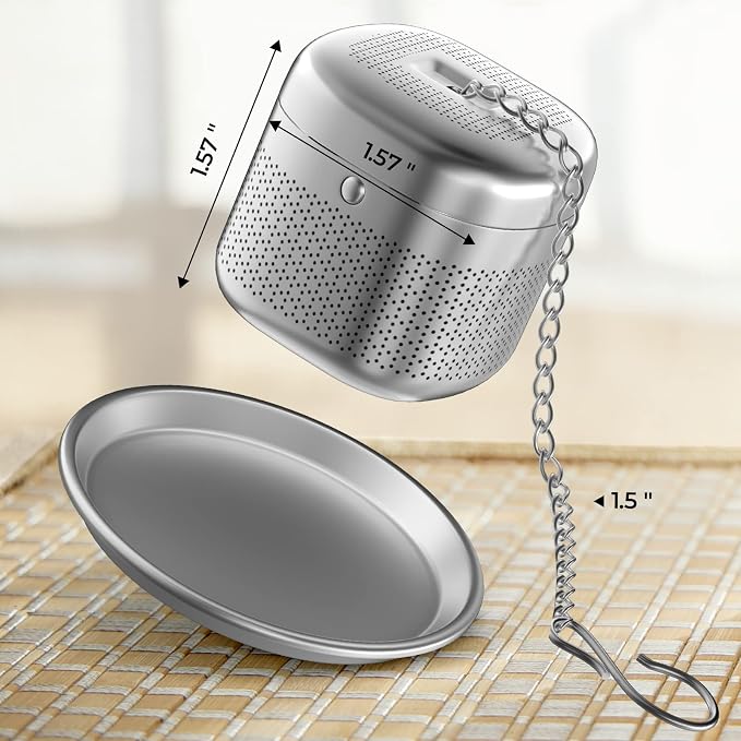 Reinmoson 304 Stainless Steel Tea Infuser for Loose Leaf Tea | Fine Mesh Tea Strainer Ball for Loose Leaf Tea, Come with 1 Saucer Loose Leaf Tea Steeper for Cup, Mug, Teapot