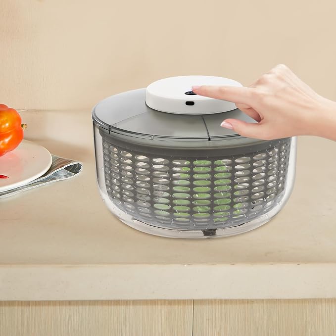 Electric Salad Spinner, Vegetables Washer Dryer, 6L Large Capacity Fruit Vegetable Strainer Spinner, for Crisp Greens and Veggies, for Home Kitchen