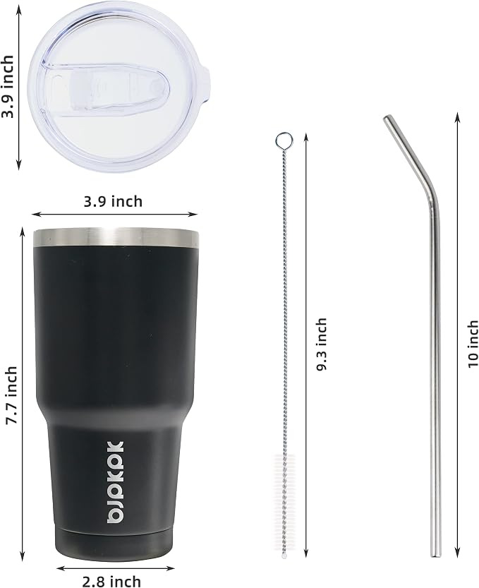 BJPKPK 30 oz Tumbler with Lid and Straw, Insulated Stainless Steel Cup | Double Wall Vacuum, BPA Free, Leak Proof, Keeps Hot/Cold, Travel & Beach Ready, Car Holder Fit, Black