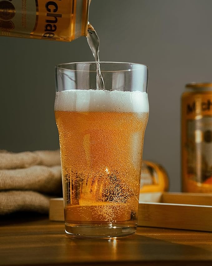 LUXU Pint Glasses,20oz British Beer Glass,Easy to Stack Beer Glasses | Drinking Glasses Made for Cold Beverages,2pc Beer Glass,Pilsner Glasses,IPA Beer Glass. Glassware Beer Cup,Beer Gifts for Men
