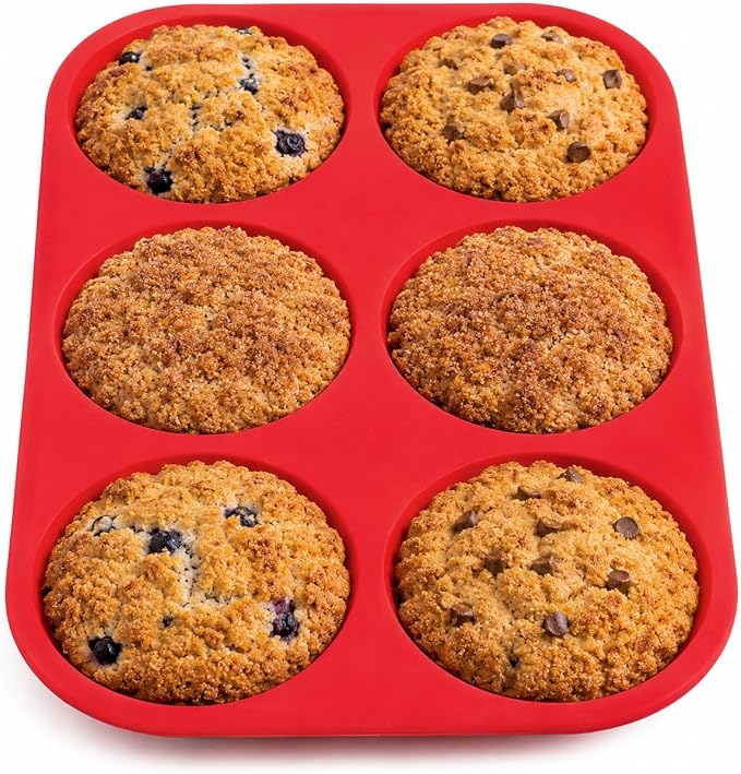 Mrs. Anderson's Baking 6-Cup Muffin Top Pan, Non-Stick European-Grade Silicone