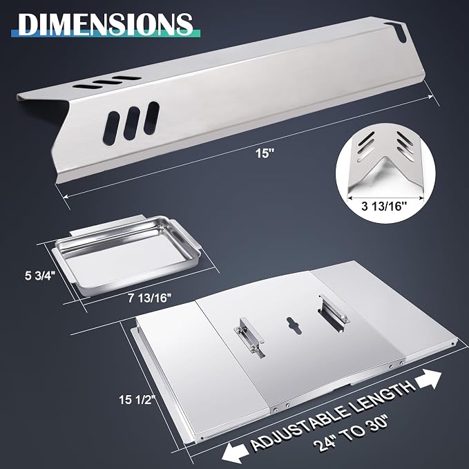 Hiorucet DGF493BNP Grease Tray Replacement Parts, Adjustable 24''-30'' Drip Pan, Heat Plate Tent, Burner and Igniter for Dyna Glo DGF510SBP, DGF493BNP Replacement Parts, Backyard Grill BY13-101-001-12