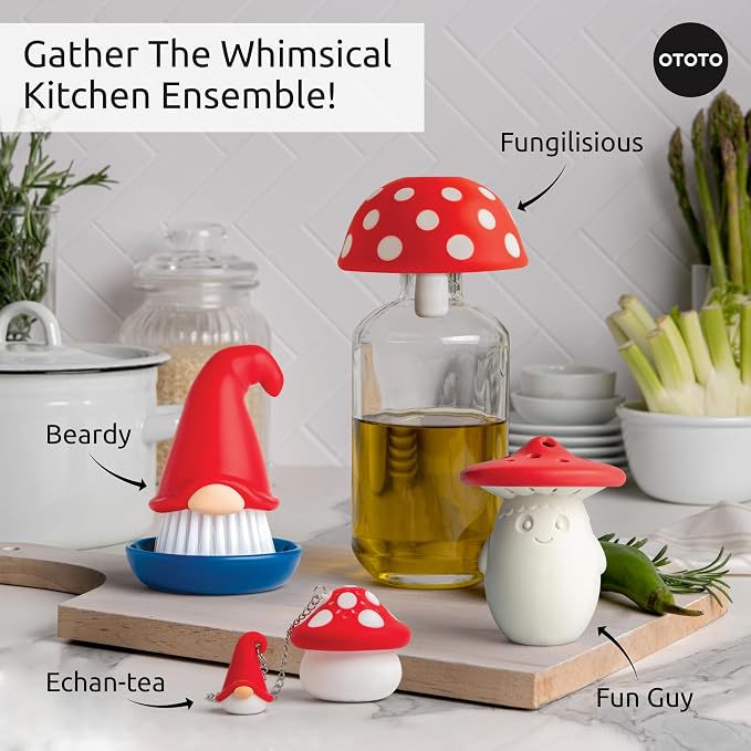 Cute Tea Strainers - Loose Leaf Tea Steeper, Tea Infuser for Loose Leaf Tea, Tea Diffusers, Tea Accessories, Mushroom Gifts, Cute Kitchen Accessories, White Elephant Gifts, (Gnomeo, Gnome)