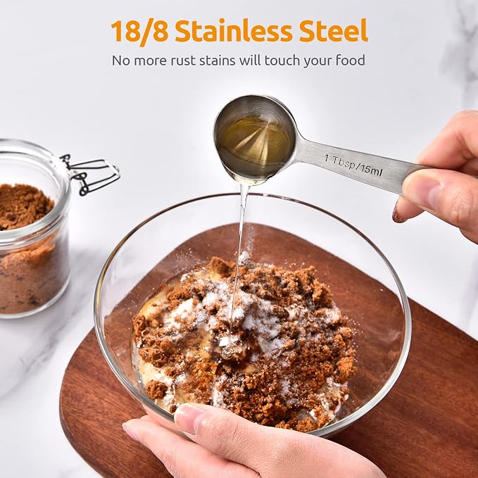 Measuring Spoons: U-Taste 18/8 Stainless Steel Measuring Spoons Set of 6 Piece: 1/8 tsp, 1/4 tsp, 1/2 tsp, 1 tsp, 1/2 tbsp & 1 tbsp Dry and Liquid Ingredients | Kitchen Metal Measure Set, Metric & US Measurements, 1/8tsp, 1/4tsp, 1/2tsp, 1tsp, 1/2tbsp,...