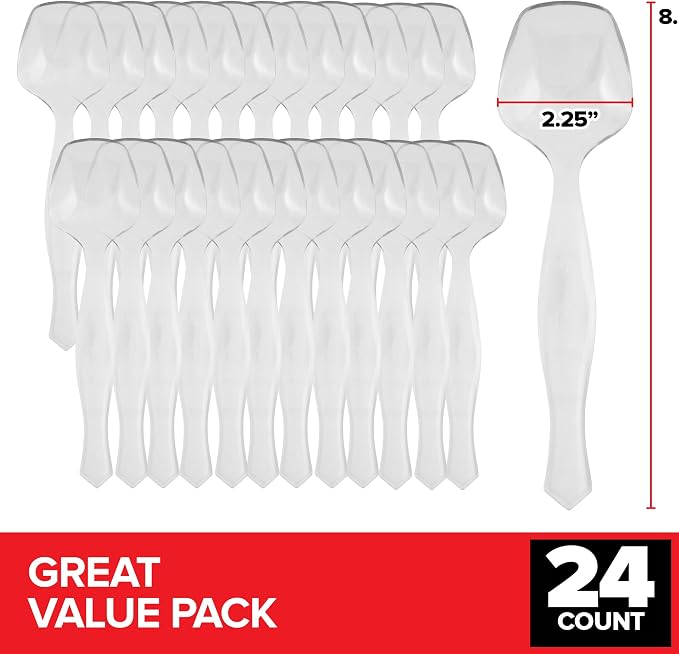 24 Count Clear Plastic Utensils for Catering, Weddings, Holidays, Buffet and Party Use