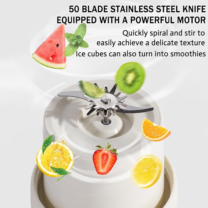 Portable Smoothie Blender for Smoothies & Shakes 46oz 1400ML USB Charging Cordless Powerful Blades Blending Portable Juice Cup Blender for Small Ice Fruit Vegetable Crush Kitchen Gym Outdoor