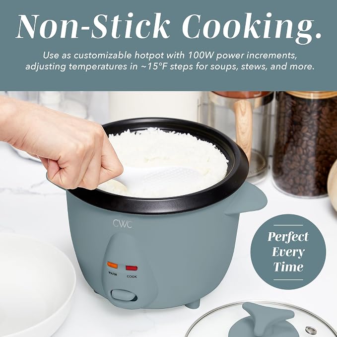COOK WITH COLOR 6 Cup Rice Cooker 300W - Effortless Cooking and Perfectly, Cooks 3 Cups of Raw Rice for 6 Cups of Cooked Rice, Slate Blue | 300W, Cooks 3 Cups Raw Rice, 6 Cups Cooked Rice, Effortless Cooking