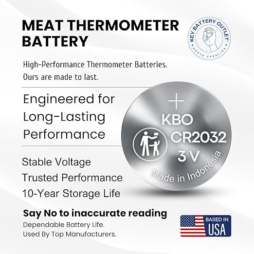 Meat Thermometer Battery Replacement Kit (2-Pack) CR2032 - Compatible with Most Brands - Coin Cell Battery for Meat Thermometers