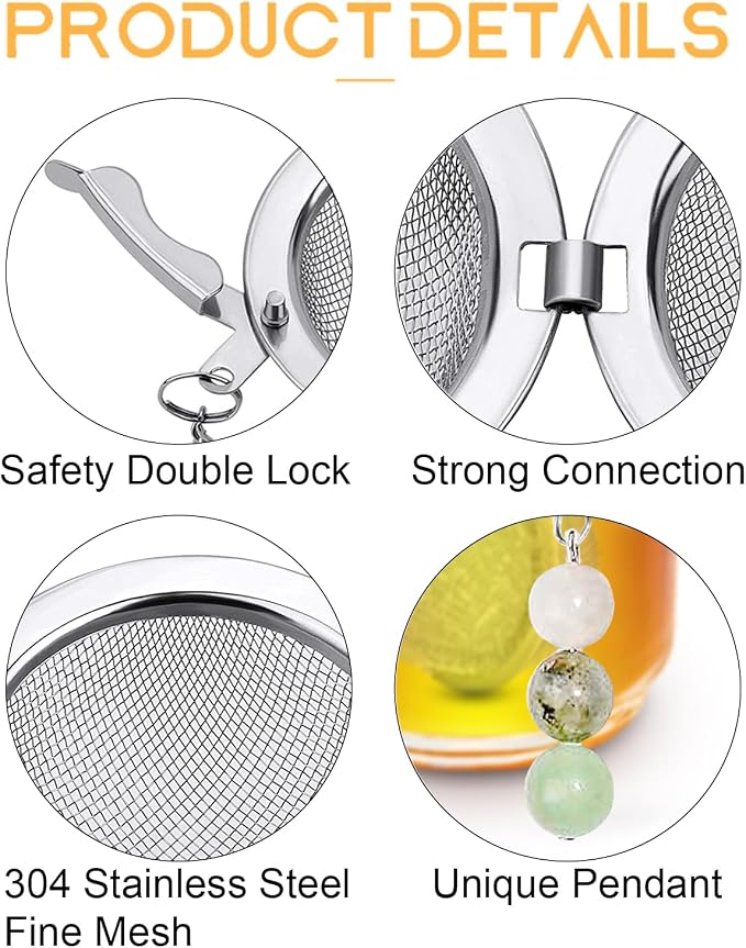 2-Pack Tea Infuser Set with Natural Stone Charms – 304 Stainless Steel Mesh Tea Ball Loose Leaf Tea Steeper with Good Luck Charm– For Your Next ChapterGifts for Women, Coworker Leaving, Retirement