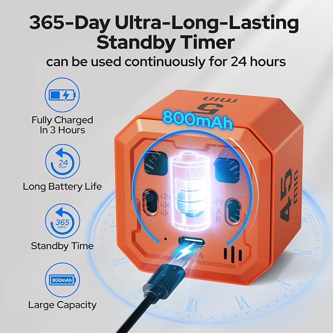 Kitchen Timer Visual Timer for Kids Color Display Gravity Sensor Cube | Digital Pomodoro Timer with Loud Alarm, Magnetic Back, Easy Use for Cooking, Classroom, Study & Productivity