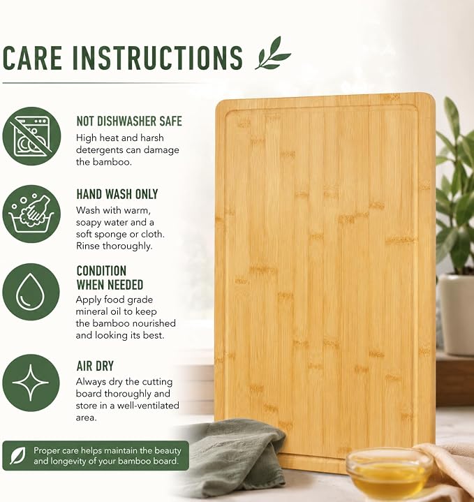 Handcrafted 23.75x12 inch Bamboo Cutting Board with Juice Groove – Handcrafted Bamboo Chopping Block, Eco-Friendly Charcuterie & Serving Board, 1/2 Inch Thick (XXX-Large)
