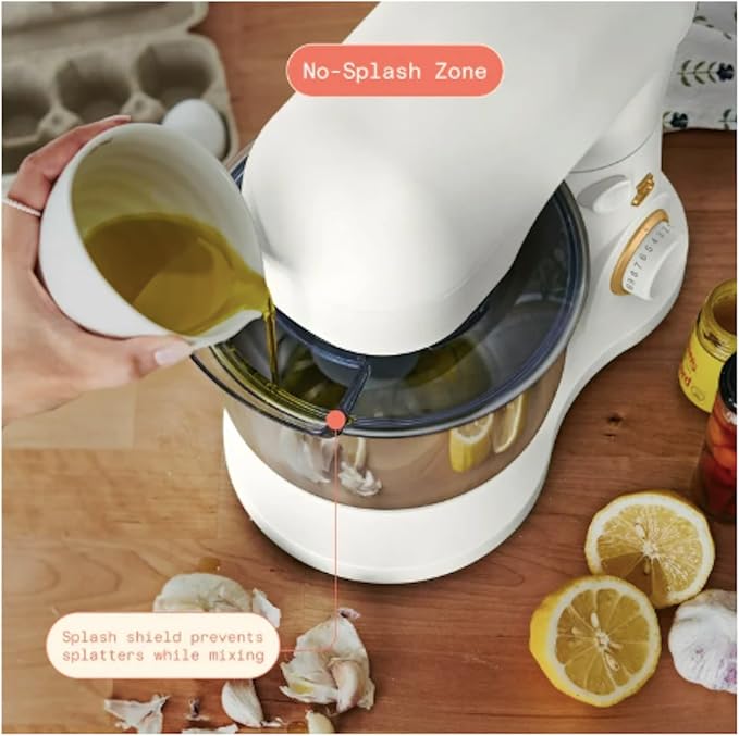3.5 Qt Stand Mixer, with Flat Beater, Dough Hook, Whisk (White)
