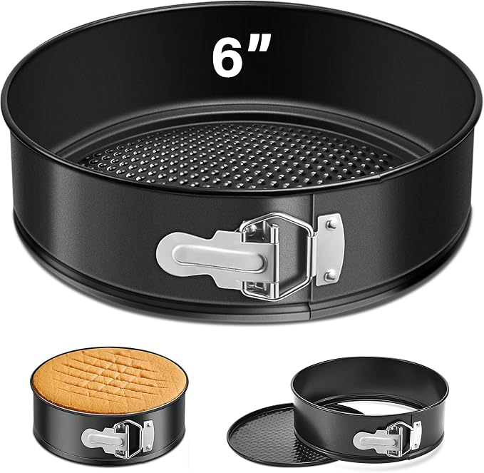 6 Inch Springform Pan, Nonstick Leakproof Mini Cheesecake Pan for Baking, with Removable Bottom, Easy Release & Cleanup