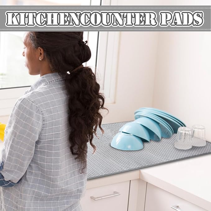 2 Pack Extra Large Microfiber Dish Drying Mat,30 x 24 Inch,Gray | Super Absorbent Drying Pad for Countertops,Sinks,Draining Racks