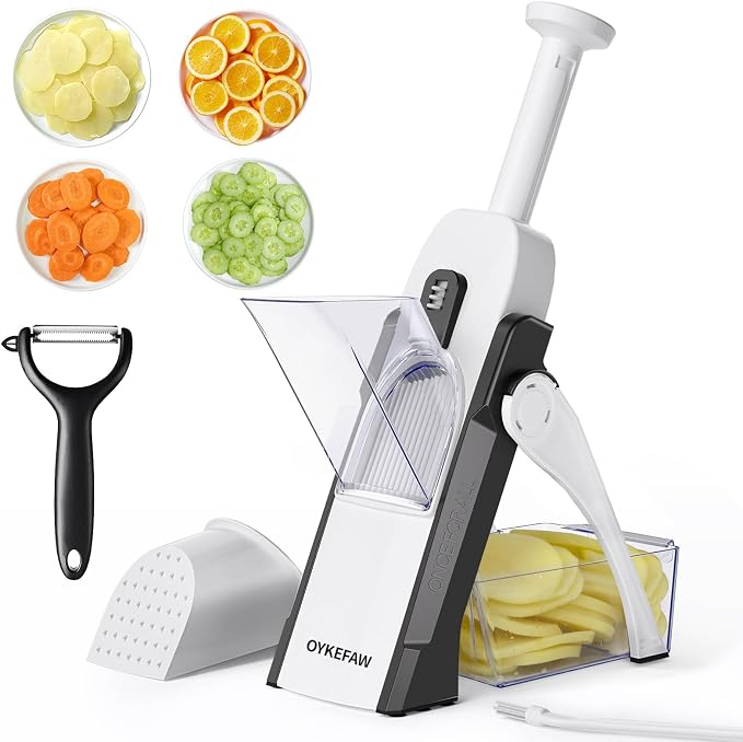 Safe Mandoline Slicer for Kitchen, Potato Slicer for Chips,Vegetable Cutter | Potato Slicer for Chips, 6 in 1 Vegetable slicer with Thickness Adjuster, Faster Kitchen Slicer for Meal Prep (Only Slice)