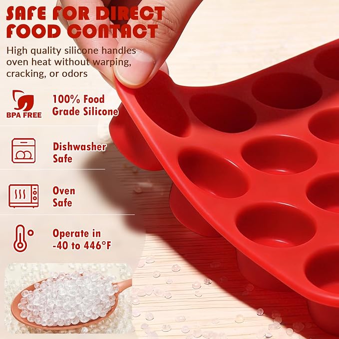 HKNMTT Mini Silicone Muffin Pans for Baking 24Cups BPA-Free Egg Bites Molds | Food-Grade, Non-Stick, Oven Safe, Small Cupcake Pans, Muffin Tin