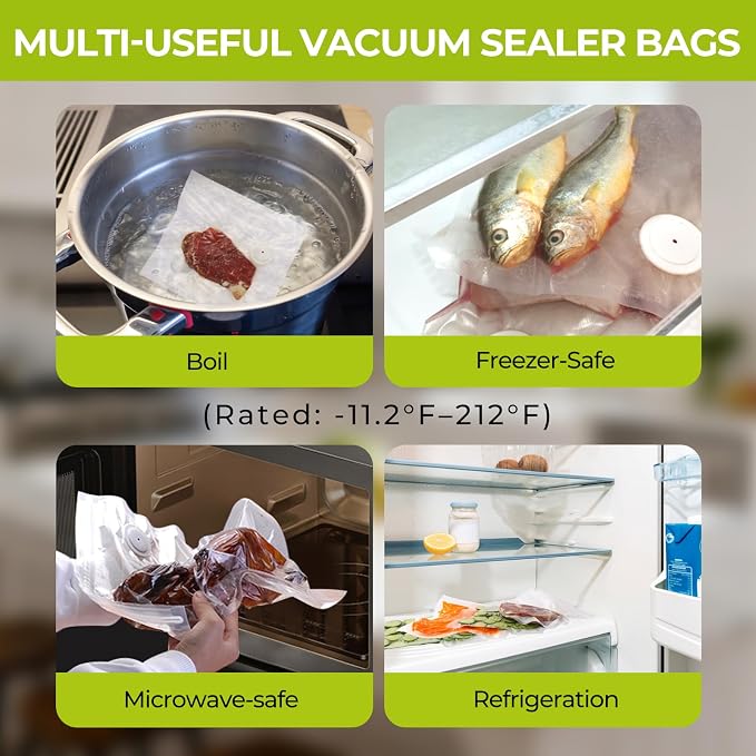 Reusable Vacuum Sealer Bags for Food, 50 BPA-Free Food Storage Bags | 2 Sizes, Double-Zip Valve Design, Leak-Resistant, Odor-Resistant, Freezer Storage For Meal Prep, Leftovers And Sous Vide