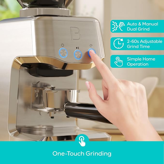 CASABREWS Tornado Basic Conical Burr Coffee Grinder with 35 Grind Settings | Electric Coffee Bean Grinder for Home Use, Compact Espresso Coffee Grinder, Stainless Steel