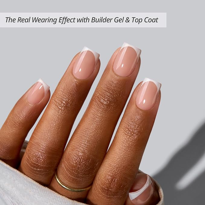 BTArtboxnails XCOATTIPS White French Tip Press On Nails, XS Square, Peach | Lamp-Curable, 4-Week Wear, Natural Nail Look, Salon Quality Value at Home, Easy-to-Apply for Beginners, 160ct Nail Tips Only