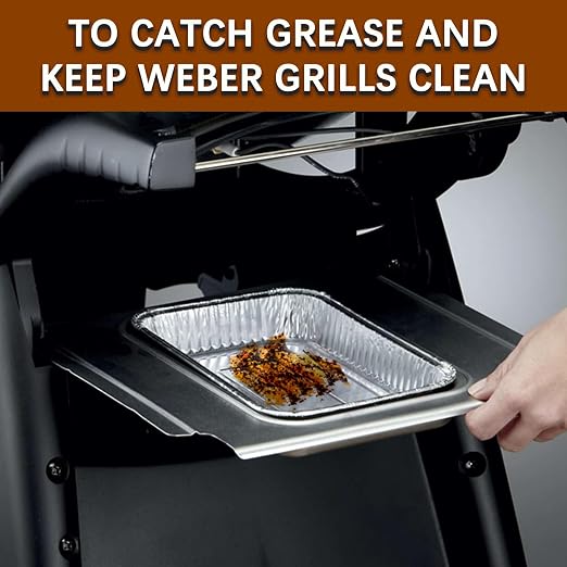 Aluminum Drip Pans for Weber - Disposable Foil Grease Trays Compatible with Weber Grills Spirit Gas Grills, Q Grills, Genesis and Genesis II LX 200 300 Series, Replacement Liners 8.5" X 6", 20 Pack