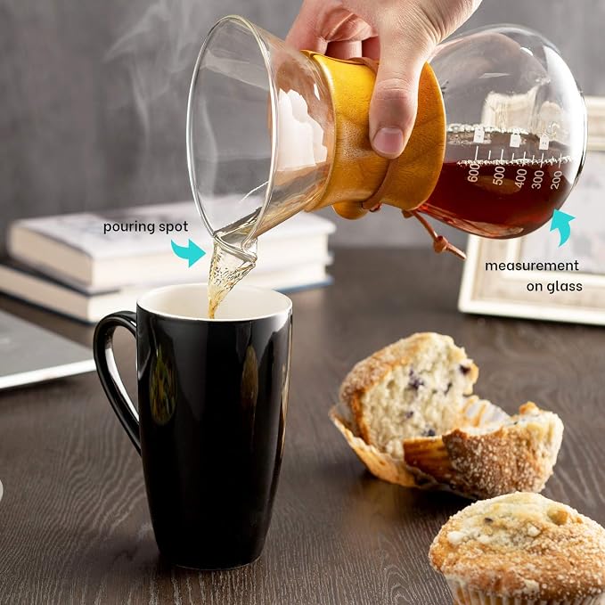 Pour Over Coffee Maker Set | Kit Includes 40 OZ Gooseneck Kettle with Thermometer, Coffee Mill Grinder & 20 OZ Coffee Dripper Brewer | Great Replacement for Coffee Machines