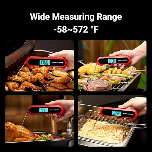 Professional 3X Faster 0.5sec Instant Read Meat Thermometer Digital, High Accuracy ±0.5°F, IP67 Waterproof, Auto Wake/Sleep & Rotate Display, NSF & NIST Certified, Backlight Fry Oil Candy Thermometer