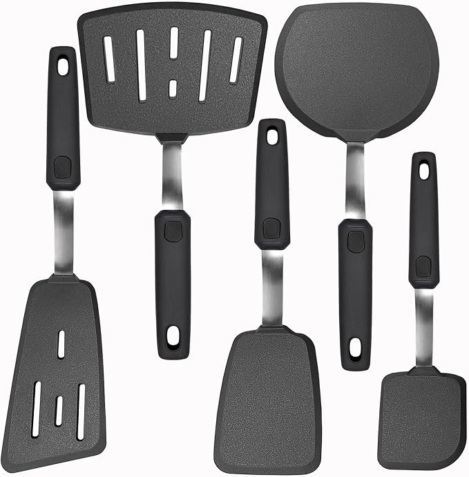 5 Piece Silicone Spatula Set Cooking Utensils Set | Heat resistant, Kitchen Cooking Utensils Set,Dishwasher Safe,For Nonstick Cookware