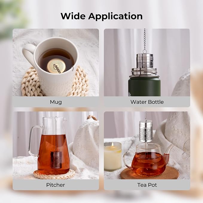 Extra Fine Mesh Tea Infuser for Loose Leaf Tea Steeper 1.5”x2.2” | 304 Stainless Steel Tea Strainers & Filters for Loose Tea, Updated Slim Threaded Lid Tea Ball for Mug, Cup, Teapot, Kettle