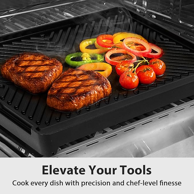 Utheer 16.3 x 13 Inch Cast Iron Aluminum Griddle for Gas Grill & Stove Top | Universal Cast Iron Aluminum Flat Top Griddle With Dual-sided Cooking for Outdoor，Barbecue, Kitchen and Camping