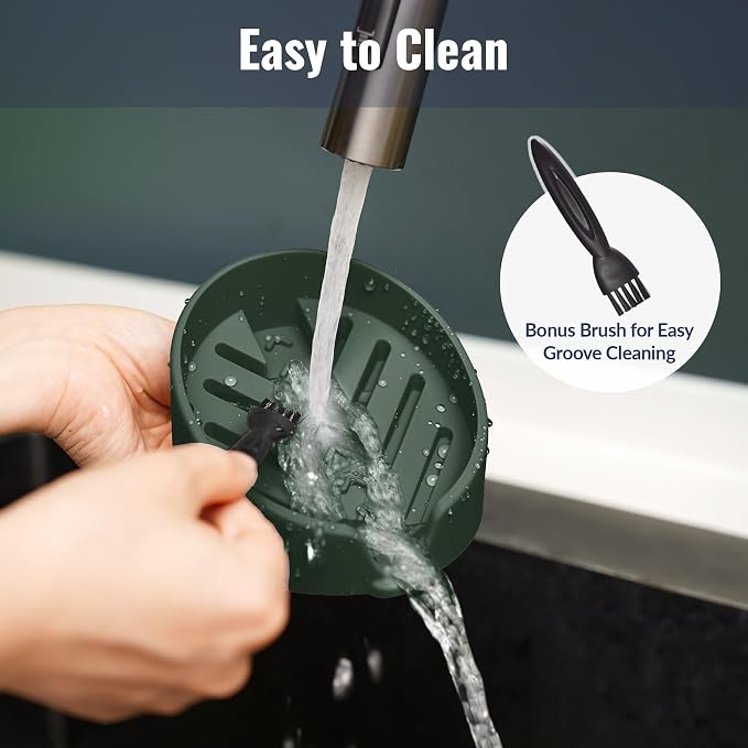 NiHome Silicone Sponge Holder for Kitchen Sink, Fits Scrub Daddy Mommy | Self-Draining Dispenser Organizer Tray, Sink Caddy Countertop Fits Soaps, Scrubber, Dishwasher Safe, Includes Brush