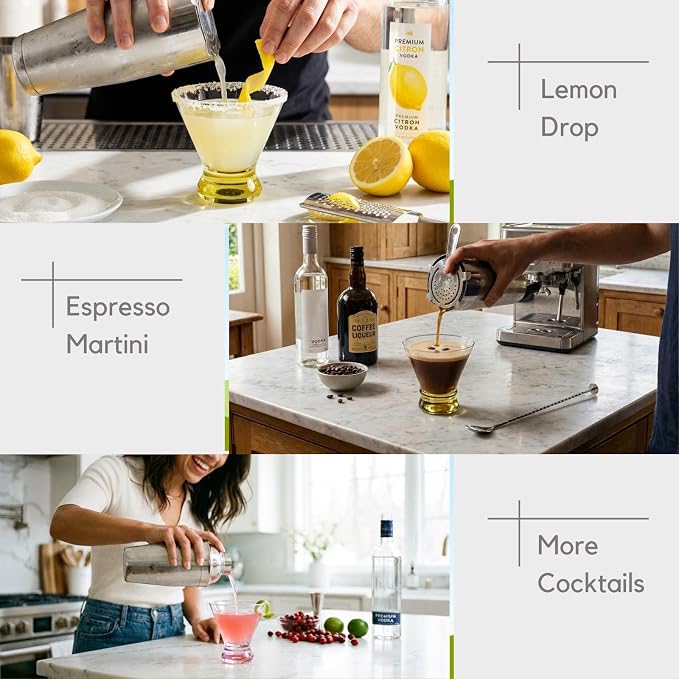 ColoVie Martini Glasses Set of 6 - Cocktail Glasses - 8oz Stemless Margarita, Bar, Dessert Glass - Colored Liquor Drinking Glassware - Cosmo, Manhattan, Espresso Martini - Cocktail Party Gift for Her | 8oz Martini Glasses for espresso martinis, cosmos,...