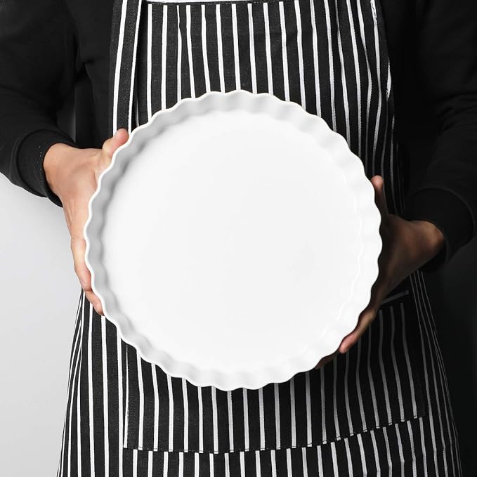 Ceramic Pie Pans, White, 11 Inches | Quiche Pans, 1 Piece