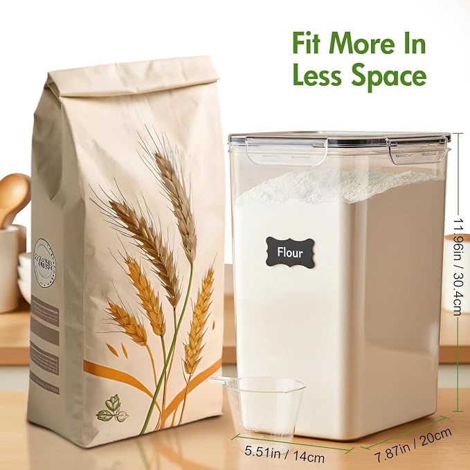 2PC Extra Large Bulk Food Storage Containers 8.5L 300Oz, BPA-Free | Cereal Containers Storage with Airtight Lids, Plastic Canisters for Flour, Sugar, Rice, Cereal, Coffee, Dried Fruits