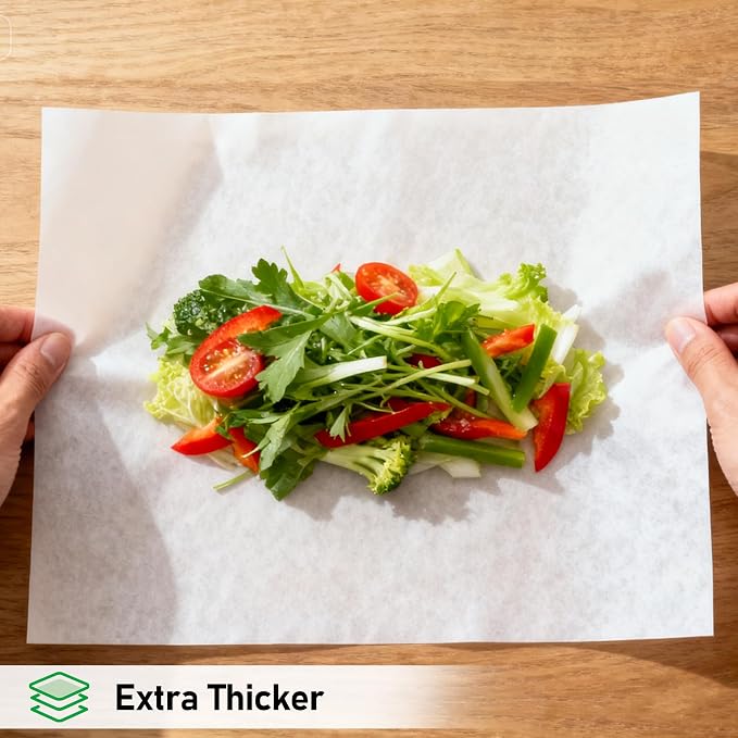 EcoDispose 100 Pcs Non-Stick Parchment Paper Baking Sheets 12-3/16"x16-3/8" | White, Heavy Duty, Pre-Cut, Greaseproof, Half Pan liner for Bake