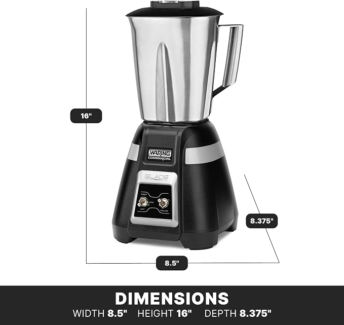 Waring Blade Blender with 48 oz Stainless Steel Jar & Toggle & Pulse | 1.5 Horsepower Motor, 2-Speed Toggle Controls with Pulse, 48 oz Stainless Steel Jar, for Bars & Restaurants, NSF Certified