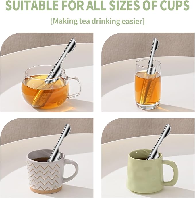 2pcs Tea Infuser for Loose Leaf Tea, ASWETMEL 2-in-1 Tea Scoop Infuser Tea Strainers for Loose Tea, 304 Stainless Steel Loose Leaf Steeper, Tea Ball Filter