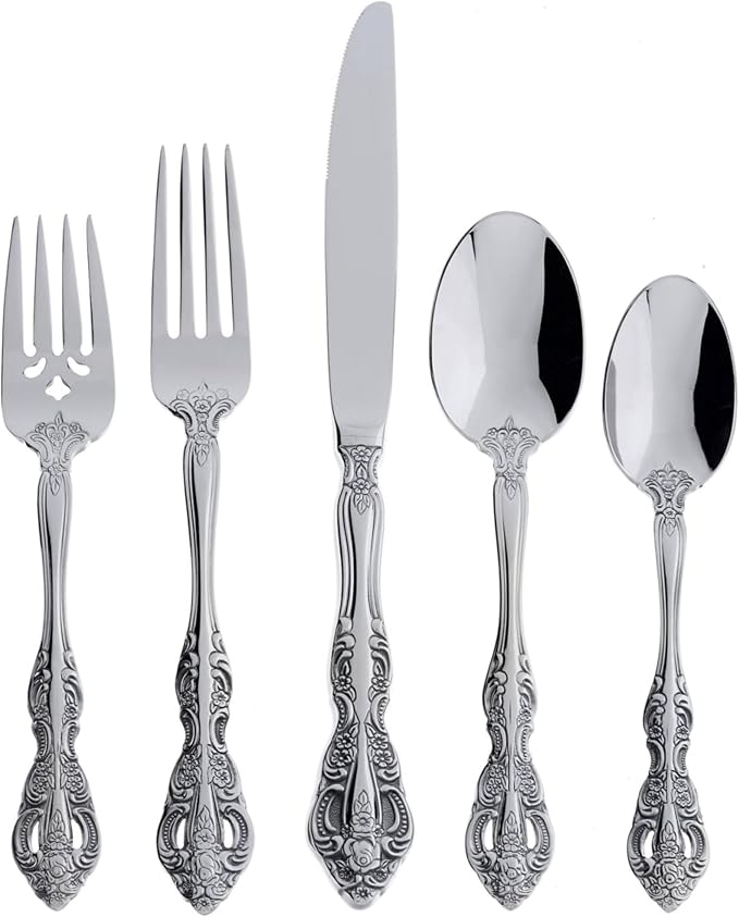 Oneida Michelangelo 20-Piece 18/10 Silverware Set for 4, Flatware | silver, dishwasher safe | includes knives, forks, and spoons | heavy duty, cutlery set, utensil set, wedding silverware