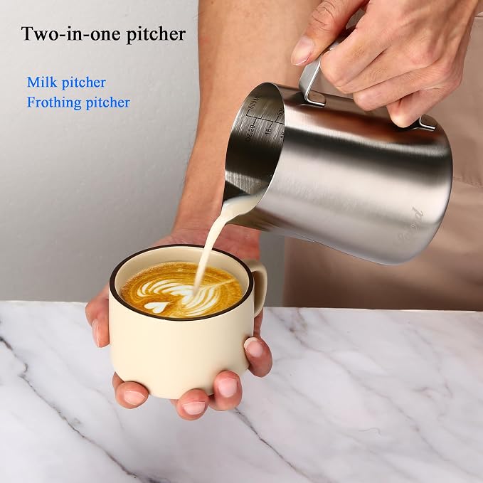 Lalord Pour Over Coffee Maker, 304 Stainless Steel wIth 100 pcs Paper Filters & 600ml Milk Frothing Pitcher, for Home & Camping