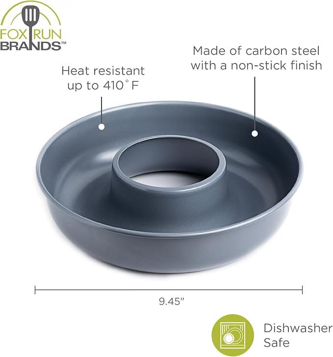 Fox Run French Savarin Cake Mold, Non-Stick Ring Cake Pan, 9.5" | Nonstick For Easy Baking, Relase & Cleaning | Bake Budnt & Savarin Cakes | Even Baking & Consistent Results | French Cake Pan